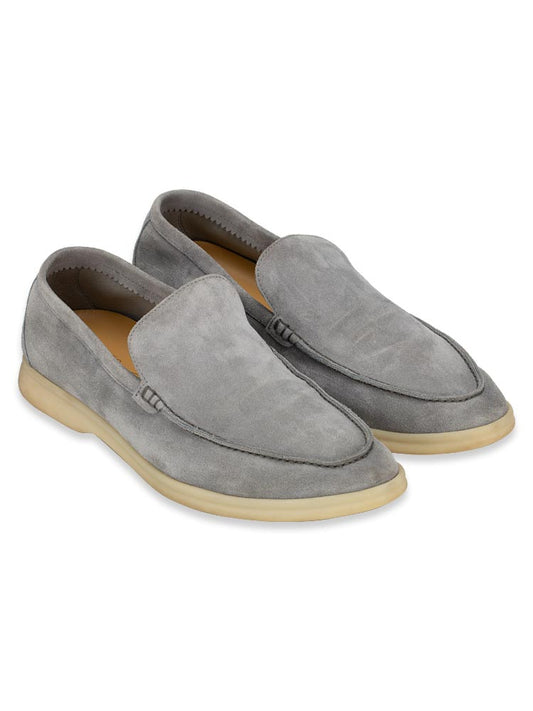 Loro Piana Men's Suede Leather Loafers – Taupe Grey