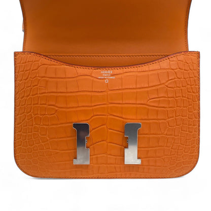 Hermès Constance-Inspired Orange Croc-Embossed Bag