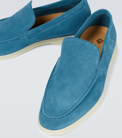 Loro Piana Men's Suede Leather Loafers – Denim Blue