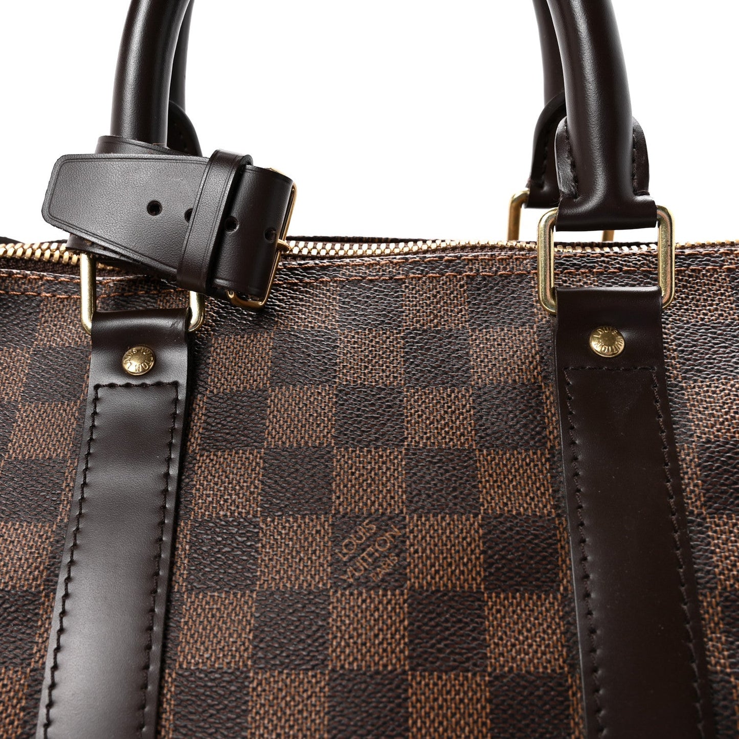Brown Checkered Leather Keepall Bandoulière-Inspired Duffle Bag
