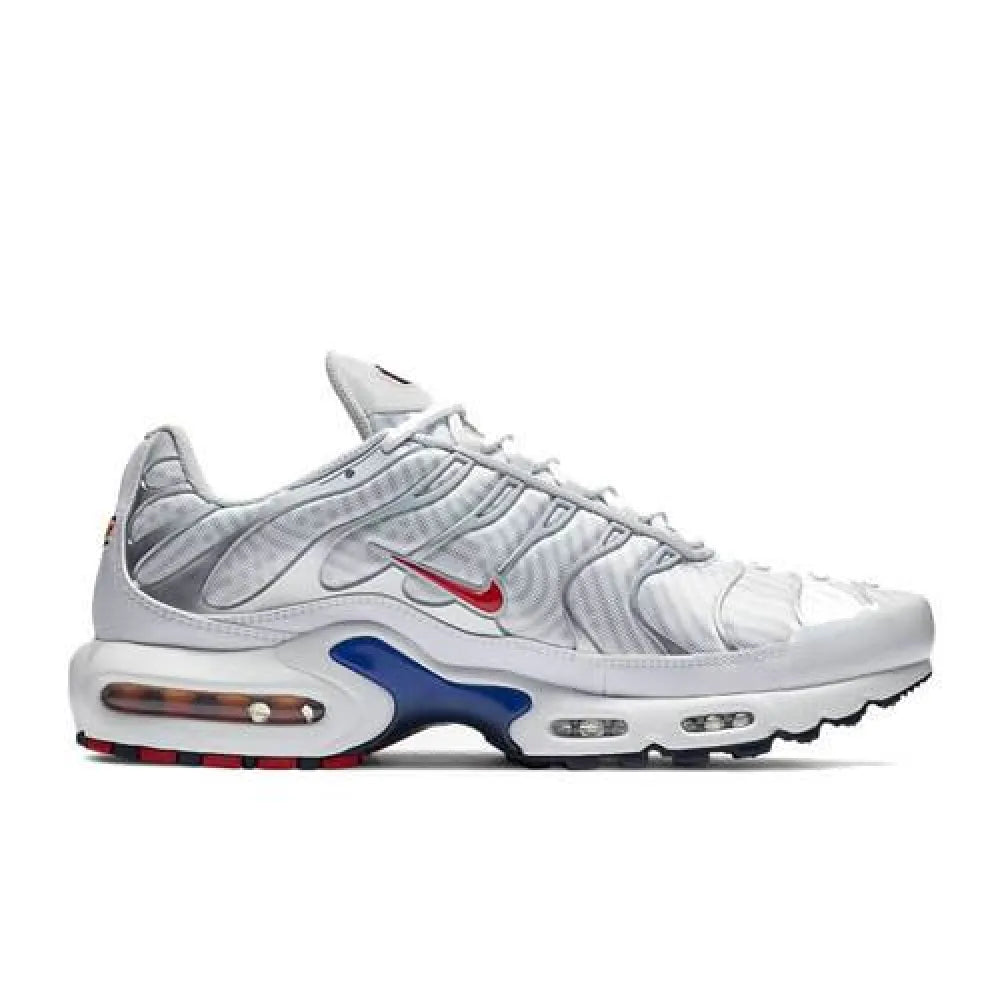 Nike Air Max Plus TN Sneakers – White Silver Wave Print Air Cushion Trainers