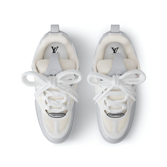 Lv Grey & White Flower-Cutout Skate-Inspired Sneakers