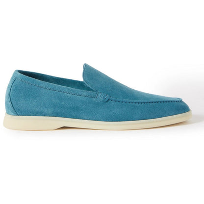 Loro Piana Men's Suede Leather Loafers – Denim Blue