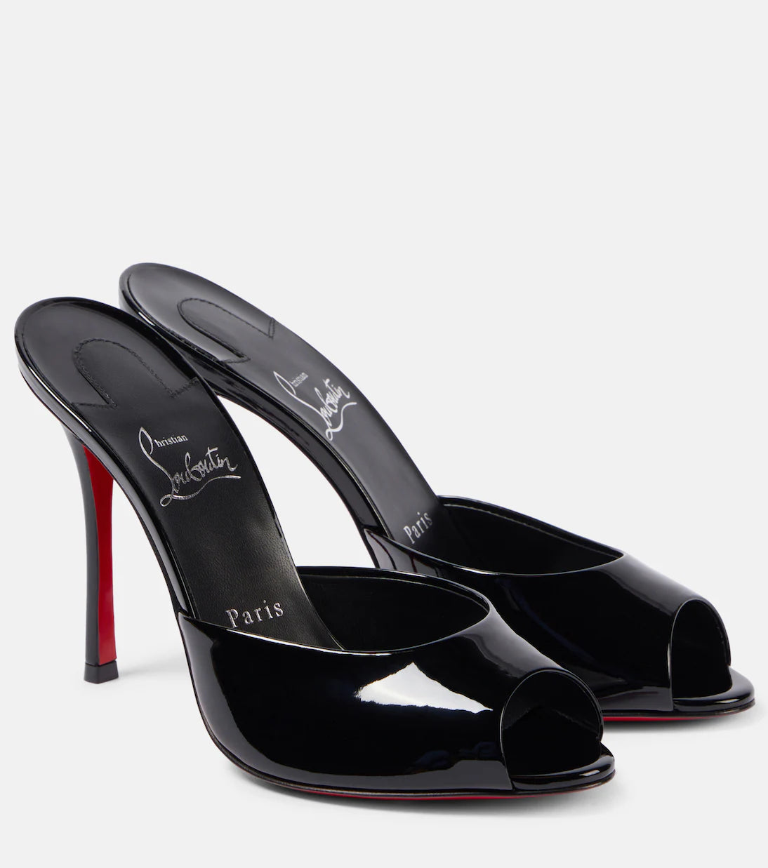 Christian Louboutin Me Dolly Women's Black Patent Leather Mule Sandals