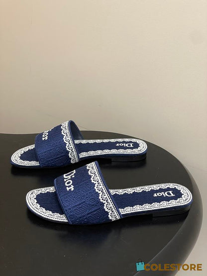 Christian Dior Women's Navy Blue Dway Slide Sandals