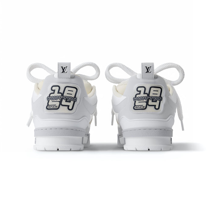 Lv Grey & White Flower-Cutout Skate-Inspired Sneakers