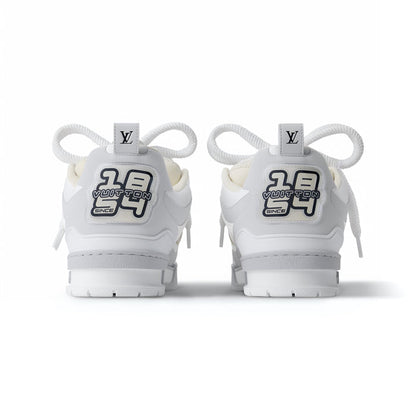 Lv Grey & White Flower-Cutout Skate-Inspired Sneakers