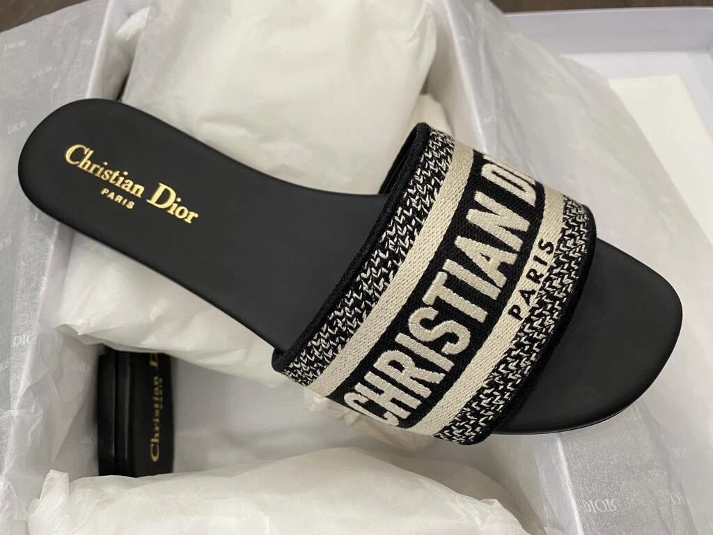 Christian Dior Dway Slide Mules  "Black/ White"