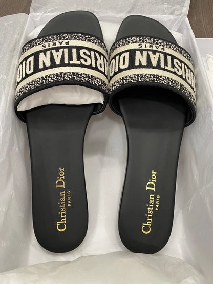 Christian Dior Dway Slide Mules  "Black/ White"