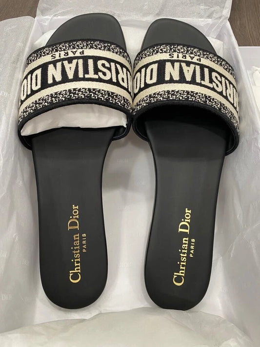 Christian Dior Dway Slide Mules  "Black/ White"