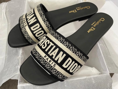 Christian Dior Dway Slide Mules  "Black/ White"